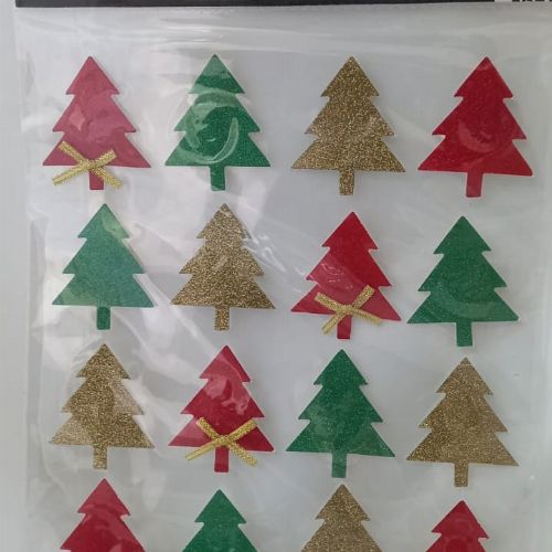 CHRISTMAS TREE STICKERS 16'S  GN/RD/SL