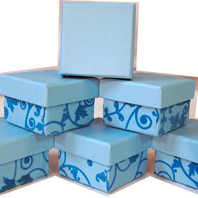 GIFT BOX SET OF 6 FLOWER DESIGN BLUE