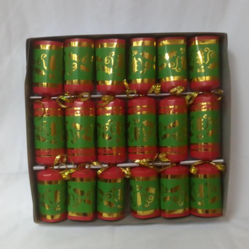 CHRISTMAS CRACKERS  6PCS GREEN/RED