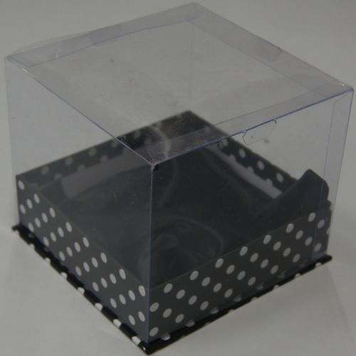 Gift Box with PVC LID 6PCS BLACK DOTTED