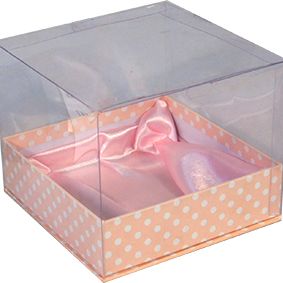 PVC BOX WITH LID PINK DOTTED