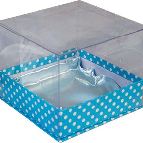 PVC BOX WITH LID BLUE DOTTED