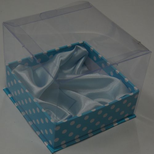 Gift Box with PVC LID 4PCS BLUE DOTTED