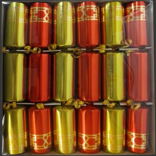 CHRISTMAS CRACKERS  6PCS GOLD/RED