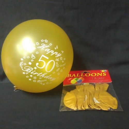 BALLOONS AGE 50 GOLD 12PCS