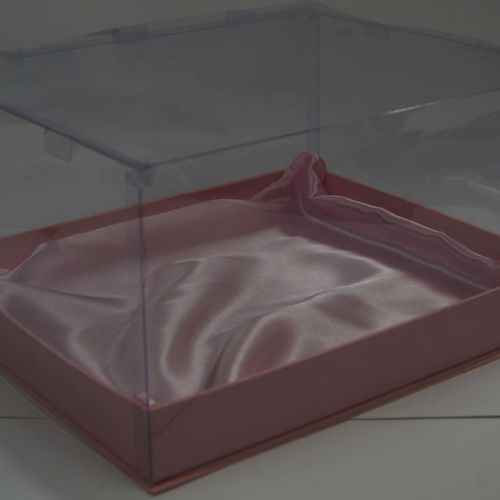 large Gift Boxes with Clear LID PLAIN PINK 