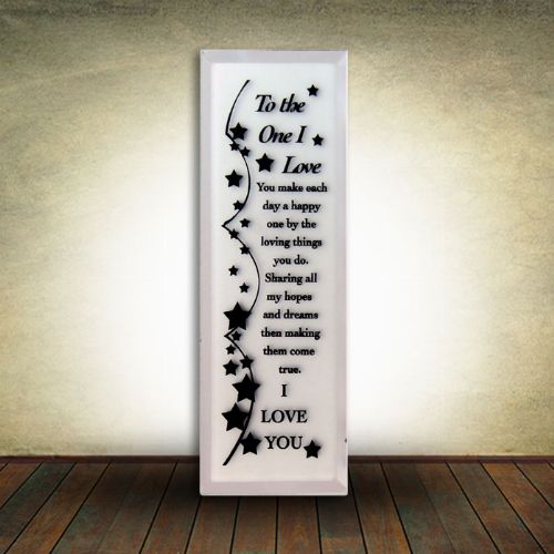 18cm Long, Glass Plaque - To the One I Love