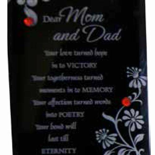 GLASS PLAQUE DEAR MOM AND DAD