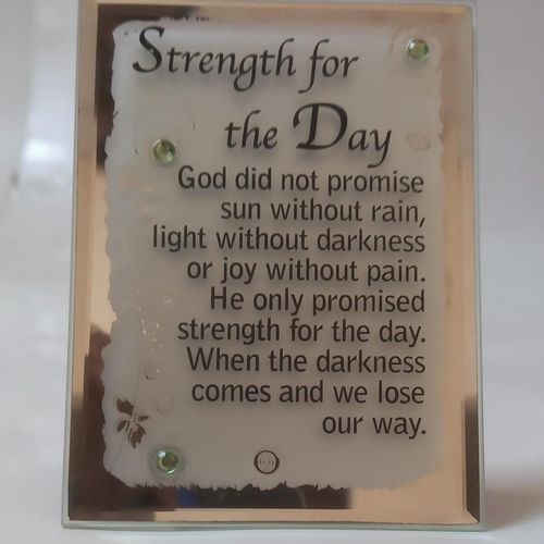 GLASS PLAQUE STRENGTH FOR THE DAY