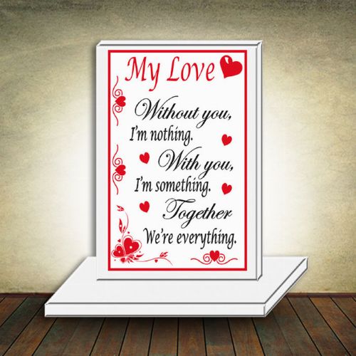 Small Glass Plaque with Base - My Love