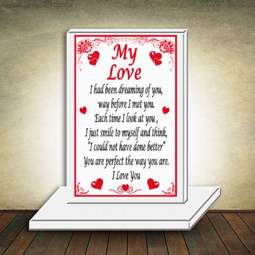 Small Glass Plaque with Base - My Love