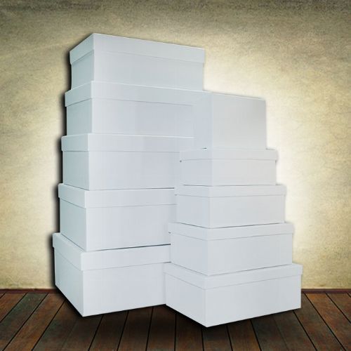 Gift Boxes - Set of 9 (White) Rectangle
