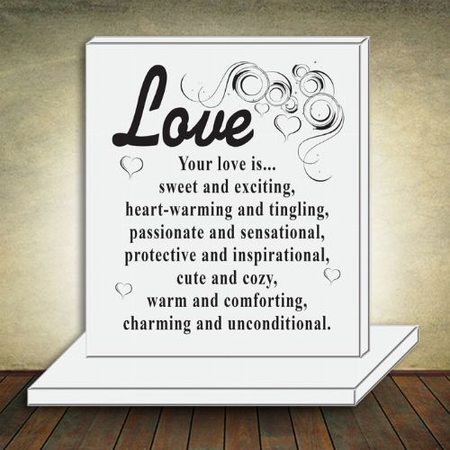 Large Glass Plaque with Base - Love