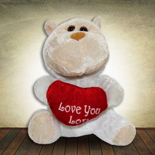 15cm White Monkey with Heart