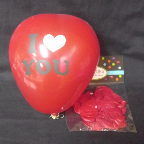 BALLOONS RED HEART SHAPE I LOVE YOU 10 PCAS