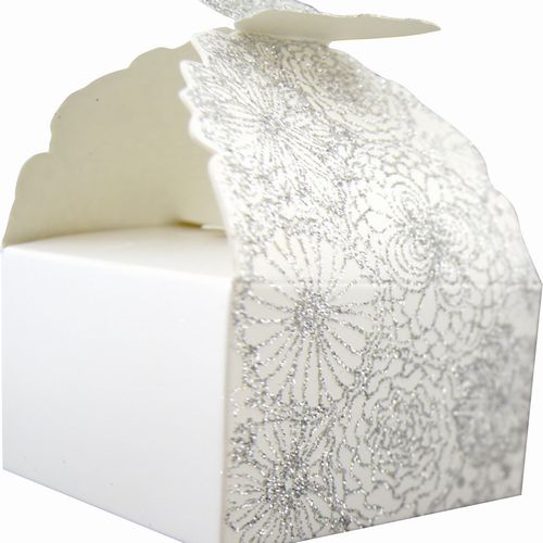 Gift Box White / Silver Glitter 6pcs