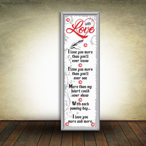 18cm Long, Glass Plaque - with Love