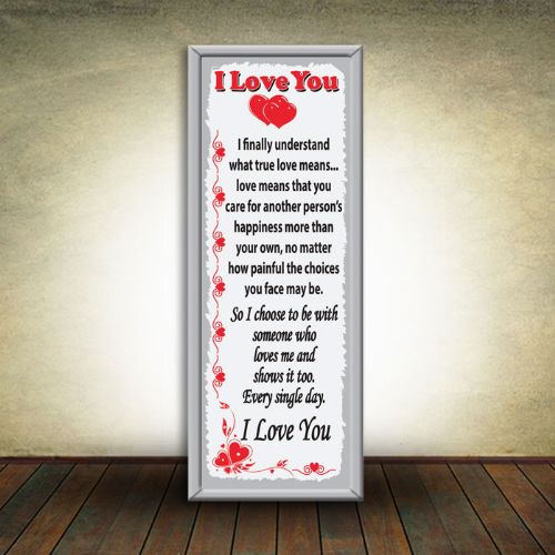 Large/Long Glass/Mirror Plaque - I Love You