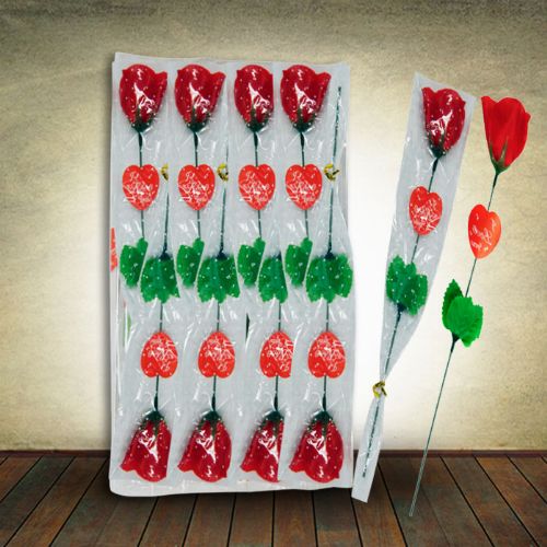 Pack of Red Roses with Heart - Pack of 12
