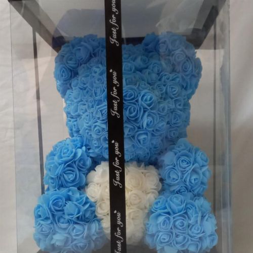 ROSE TEDDY BLUE WITH WHITE HEART