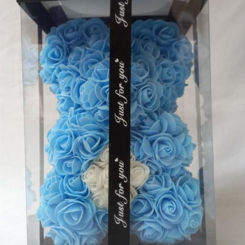 ROSE TEDDY BLUE WITH WHITE HEART