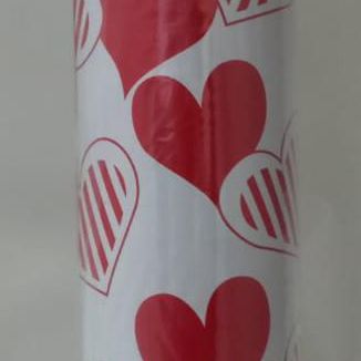 GIFTWRAP WHITE W/RED/GOLD HEARTS