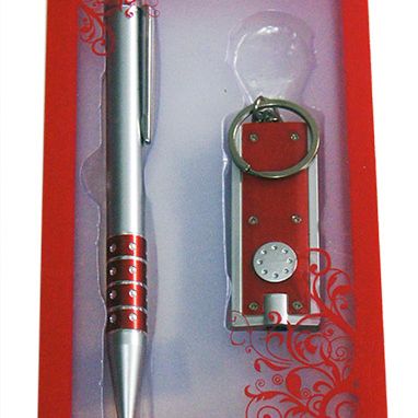 Pen & Keyring Set Red