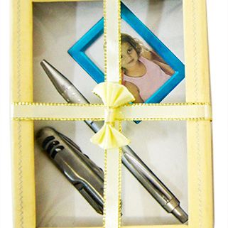 Pen Pocket Knife & Frame Set Silver