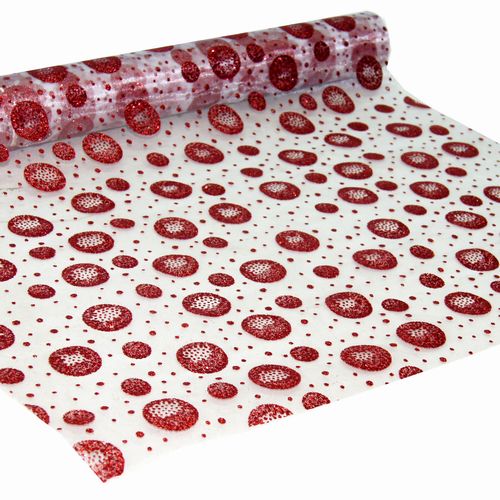 Material gift wrap WHITE W/RED DOTS/CIRCLES