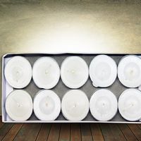 10 White Tea Candles - Round