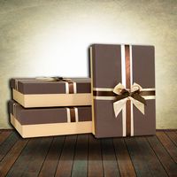 Gift Boxes - Set of 3 BEIGE BOX/BR LID