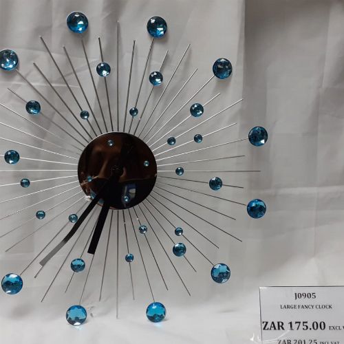 LARGE FANCY WALL CLOCK WITH BLUE STONES