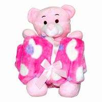 Teddy with Baby Blanket  pink