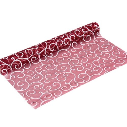 material gift wrap MAROON  W/WHITE STAMPS