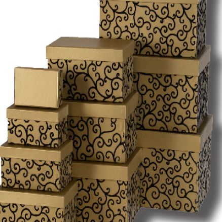 Gift Box Set 10 Gold Swirls 