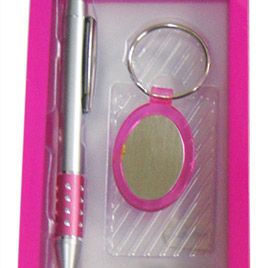 Pen with Oval Keyring Pink