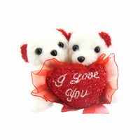 TWIN Teddy WHITE/RED HEART