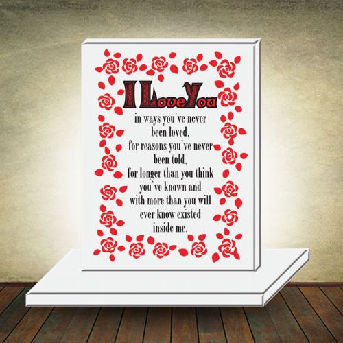 Love Glass Plaque with Base - I Love You