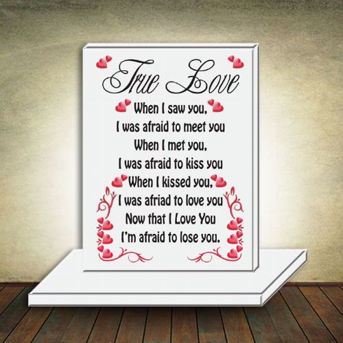 Love Glass Plaque with Base - True Love