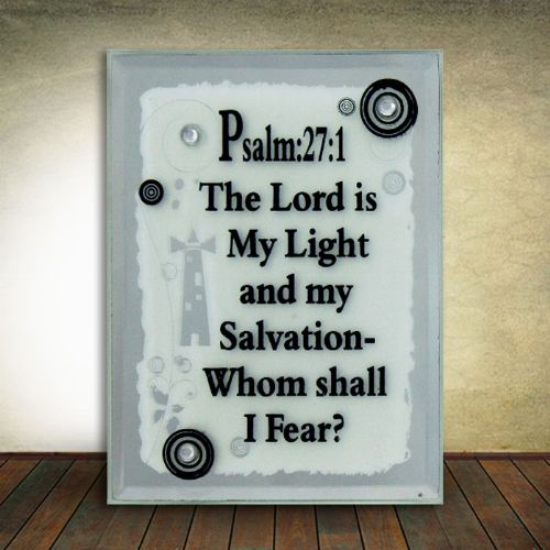 Small Glass Mirror Plaque - Psalm 27:1