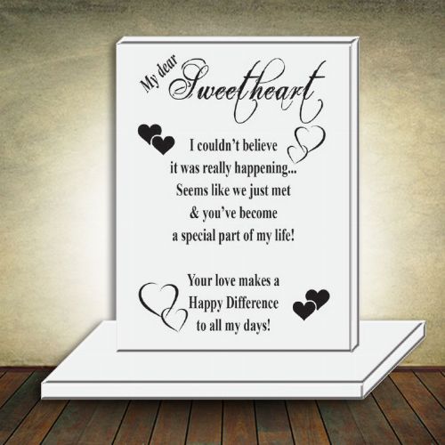 Small Glass Plaque with Stand - My dear Sweetheart