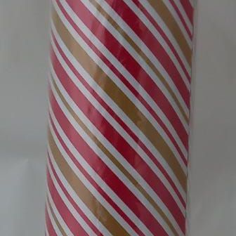 GIFTWRAP GOLD WITH RED/WHITE STRIPES