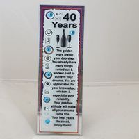 GLASS PLAQUE 40 YEARS