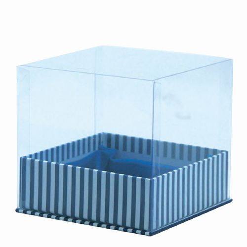 Striped Gift Box W/ PVC Lid (R/Blue)