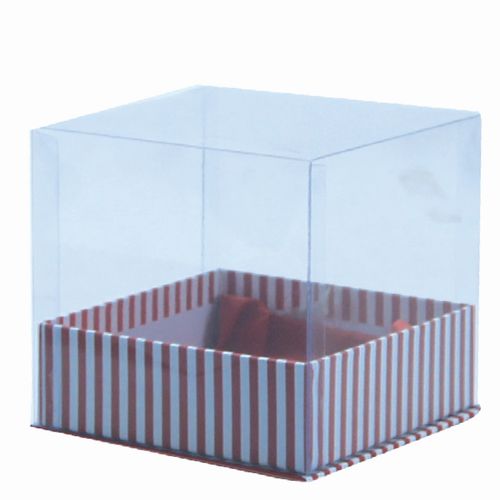 Striped Gift Box W/ PVC Lid (Red)