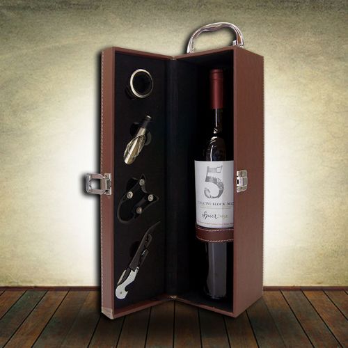 Wine Gift Box - 5 Piece - Brown