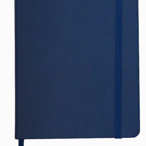 NOTEBOOK A5 W/ELASTIC PU COVER NAVY BLUE