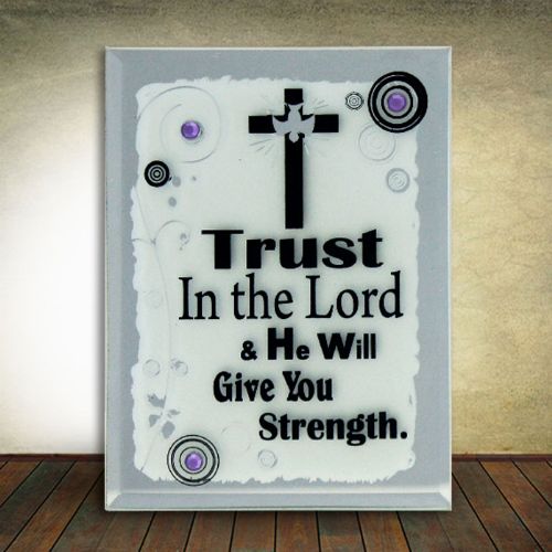 Small Glass Mirror Plaque - Trust in the Lord