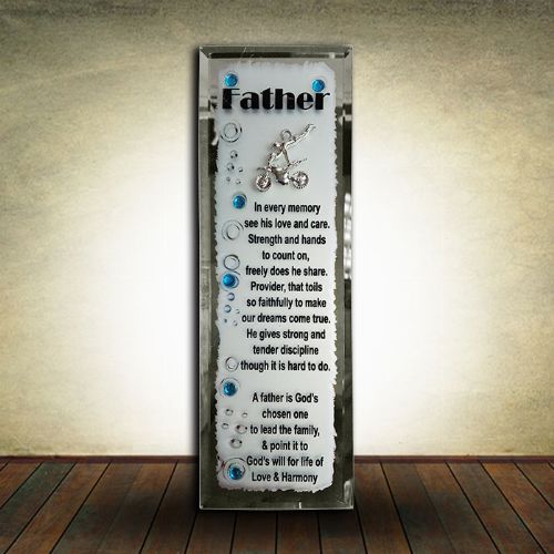 Long Glass Mirror Plaque - FATHER