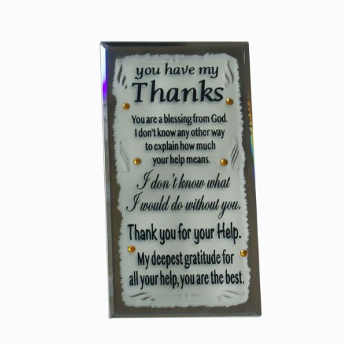 Glass Plaque You H/My Thanks